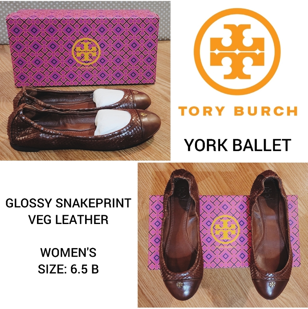 Authentic TORY BURCH York Snakeprint Ballet Flats - Size 6.5
